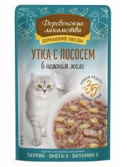 Влажный корм для кошек Деревенские лакомства Утка с лососем в нежном желе