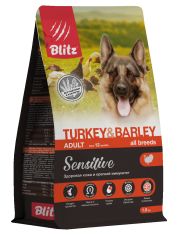 Сухой корм для собак Blitz Sensitive Turkey & Barley Adult Dog All Breeds Индейка с ячменем