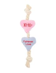 Игрушка для собак Mr.Kranch "Канат с сердечками", розовая 