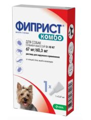 Капли для собак Фиприст® Комбо от 2 до 10 кг, противопаразитарный препарат на холку