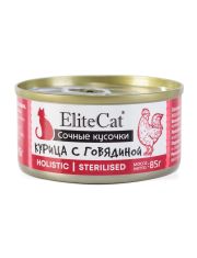 Консервы для кошек EliteCat сочные кусочки Курица с говядиной