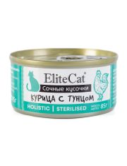 Консервы для кошек EliteCat сочные кусочки Курица с тунцом