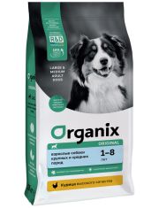 Сухой корм для собак Organix средних и крупных пород, с курицей, фруктами и овощами