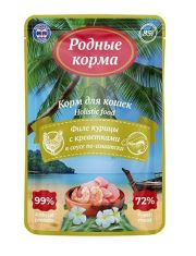 Пауч для кошек Родные корма филе курицы с креветками в соусе по-азиатски