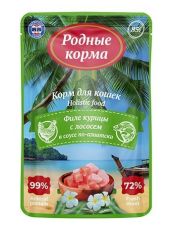 Пауч для кошек Родные корма филе курицы с лососем в соусе по-азиатски