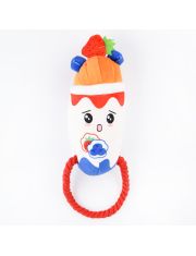 Игрушка для собак Mr.Kranch "Йогурт" плюшевая с канатиком и пищалкой
