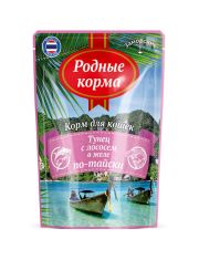 Пауч для кошек Родные корма Заморские тунец с лососем в желе по-тайски