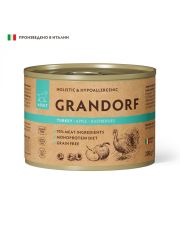 Монопротеиновый паштет для собак GRANDORF из индейки с яблоком и малиной для всех пород