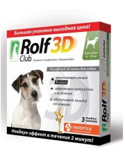 Капли для собак Rolf Club 3D весом от 4 до 10 кг против клещей и блох