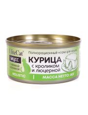 Консервы для кошек EliteCat мусс с нежной начинкой, курица с кроликом и люцерной