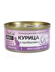 Консервы для кошек EliteCat мусс с нежной начинкой, курица и пробиотики