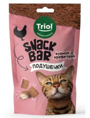 Лакомство для кошек Triol SNACK BAR Мини-подушечки с начинкой из курицы и креветок