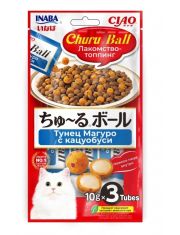 Лакомство-топпинг для кошек Inaba Ciao Churu Ball с тунцом Магуро и кацуобуси