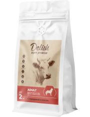 Сухой корм для собак Delish Super Premium средних и крупных пород, говядина с рисом