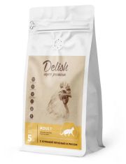 Сухой корм для кошек Delish Super Premium взрослых, куриная печень с рисом