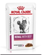 Влажный диетический корм для кошек Royal Canin при хронической почечной недостаточности с говядиной в соусе