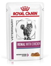 Влажный диетический корм для кошек Royal Canin при хронической почечной недостаточности с курицей в соусе