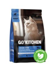 Сухой беззерновой корм для котят и кошек Go' Kitchen с лососем и треской 