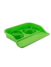 Поднос для мисок Дарэлл пластик 2*0,2л с мисками, зелёный