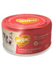 Консервы для кошек и котят старше 6 месяцев Мнямс На каждый день Курица с Лососем в нежном желе