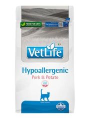 Сухой диетический корм для кошек Farmina Vet Life Cat Hypoallergenic Pork & Potato при пищевой аллергии, со свининой и картофелем 