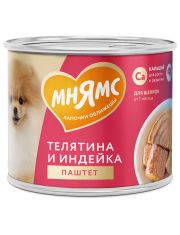 Влажный корм для щенков Мнямс На каждый день Паштет из телятины и индейки «ПРАВИЛЬНОЕ РАЗВИТИЕ»