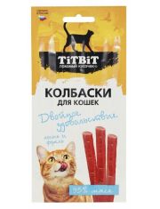 Лакомство для кошек TITBIT "Двойное удовольствие" колбаски с лососем и форелью