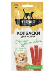 Лакомство для кошек TITBIT "Двойное удовольствие" колбаски с цыпленком и печенью 