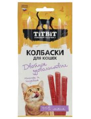 Лакомство для кошек TITBIT "Двойное удовольствие" колбаски с ягненком и индейкой