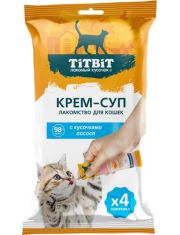 Лакомство для кошек TITBIT Лакомый кусочек крем-суп с кусочками Лосося 