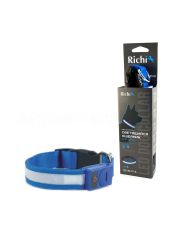 Светящийся ошейник для собак «Richi» 3 режима работы на батарейках,синий, лента