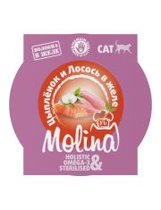 Влажный корм для кошек Molina Цыпленок и лосось в желе