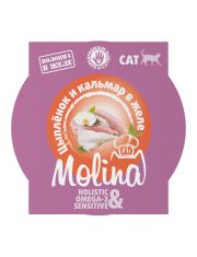 Влажный корм для кошек Molina Цыпленок и кальмар в желе