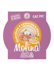 Влажный корм для кошек Molina Цыпленок и креветки в желе