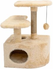Когтеточка для кошек Домик Дарэлл Чип угловой со ступенькой джут бежевый