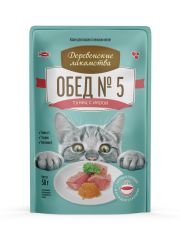 Влажный корм для кошек Деревенские лакомства "Обед №5" тунец с икрой, в желе