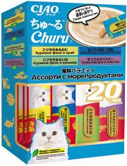 Крем-лакомство для кошек Inaba CIAO Churu пюре Ассорти с морепродуктами