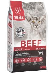 Сухой корм для кошек Blitz Sensitive Beef Adult Cats All Breeds с чувствительным пищеварением, с говядиной
