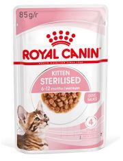 Корм консервированный полнорационный для кошек - Специально для кастрированных и стерилизованных котят (в возрасте от 6 до 12 месяцев) KITTEN STERILISED (КИТТЕН СТЕРИЛАЙЗД), мелкие кусочки в соусе.