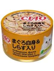 Консервы для кошек Inaba CIAO can Отборное филе тунца Магуро с мальками ширасу 