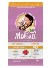 Сухой корм для кошек MOLINA стерилизованных с уткой и курицей