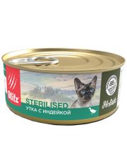 Консервы для кошек Blitz Holistic STERILISED утка с индейкой мясной паштет