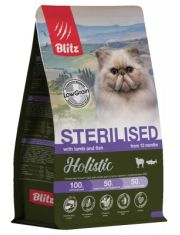 Сухой корм для кошек Blitz Lamb&Fish Sterilised стерилизованных, с ягнёнком и рыбой