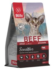 Сухой корм для кошек Blitz Adult Cats Sensitive Beef с говядиной