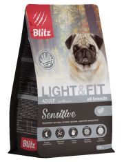 Сухой корм для собак BLITZ SENSITIVE ADULT ALL BREEDS LIGHT & FIT с индейкой