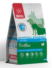 Сухой корм для собак BLITZ VETLINE HYPOALLERGENIC при пищевой аллергии, непереносимости и атопическом дерматите 