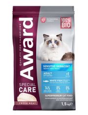 Сухой корм для кошек AWARD SPECIAL CARE Sensitive Skin&Coat для здоровой кожи и шерсти со свежей белой рыбой