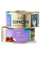 Консервы для кошек SIMON паштет с лососем и яблоком