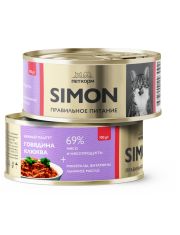 Консервы для кошек SIMON паштет с говядиной и клюквой
