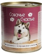 Консервы для собак Собачье Счастье Баранина с потрошками в желе